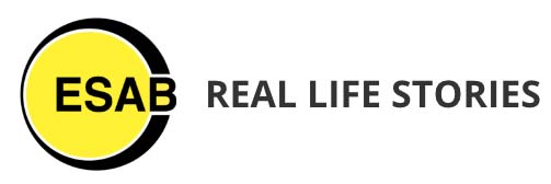ESAB Logo and page title: REAL LIFE STORIES